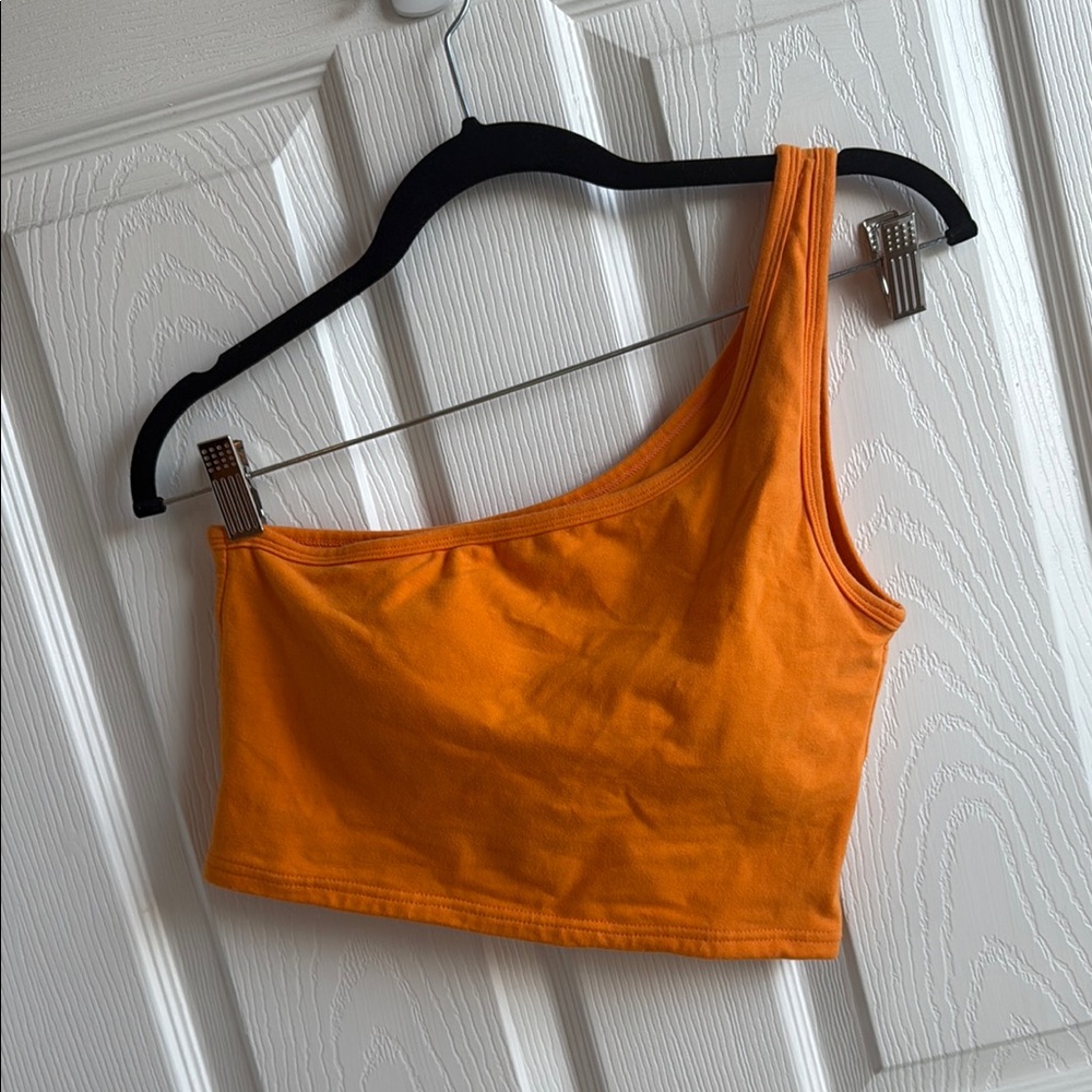 Orange One-Shoulder Brami Crop Top